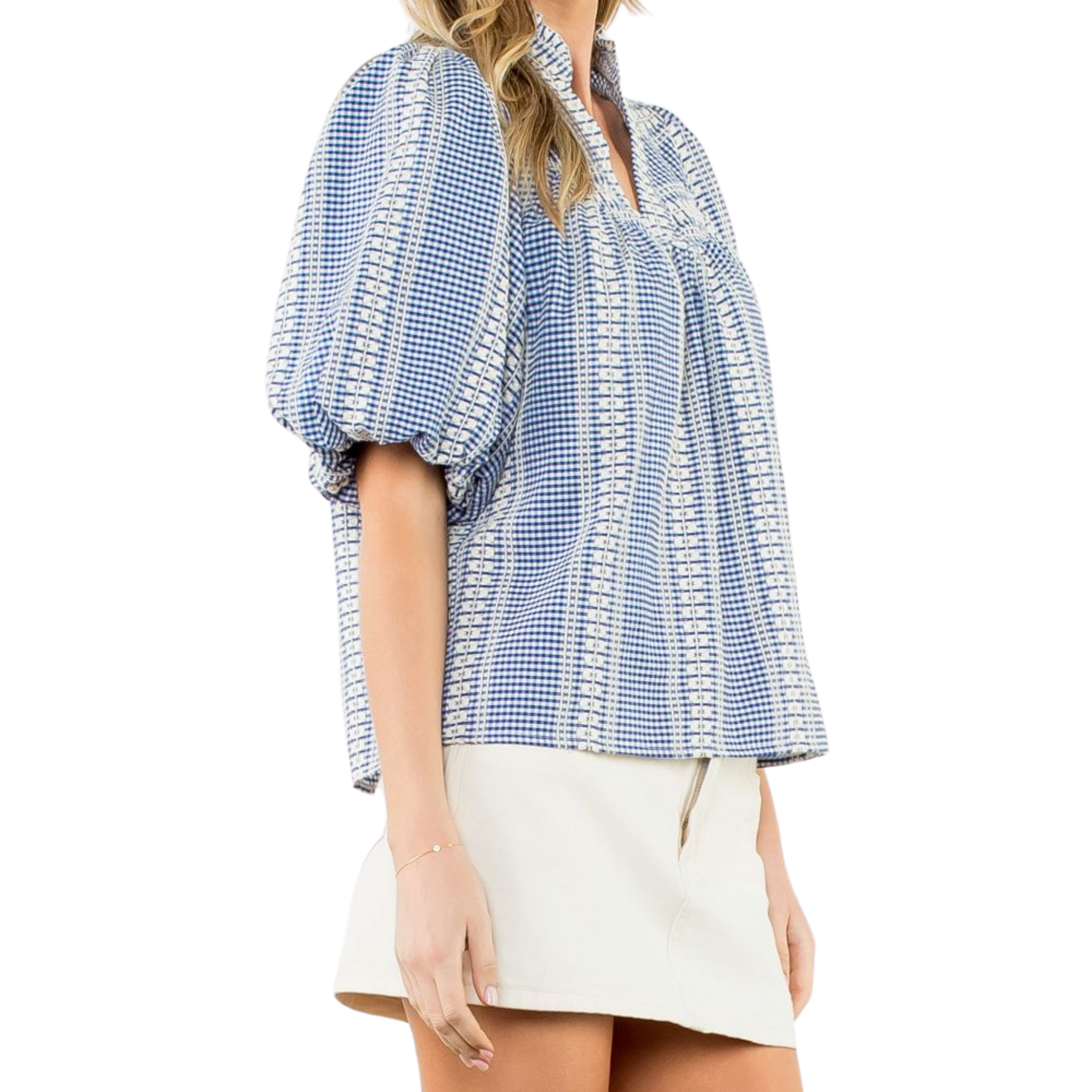 Embroidered Gingham Top