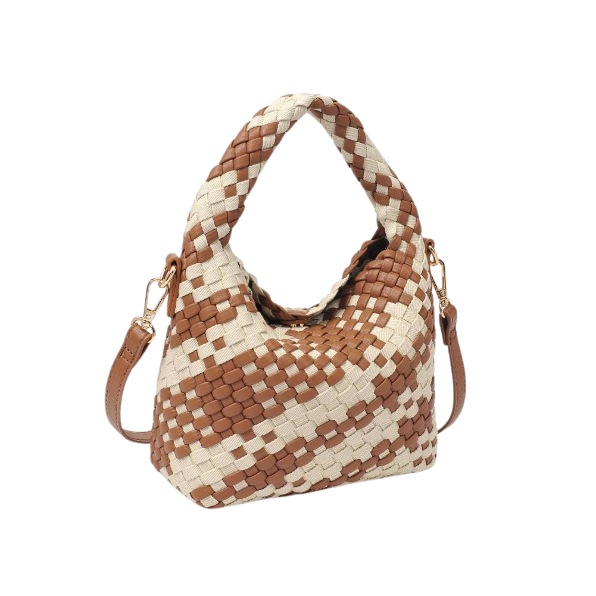 Jessamine Woven Crossbody | Chocolate & Ivory