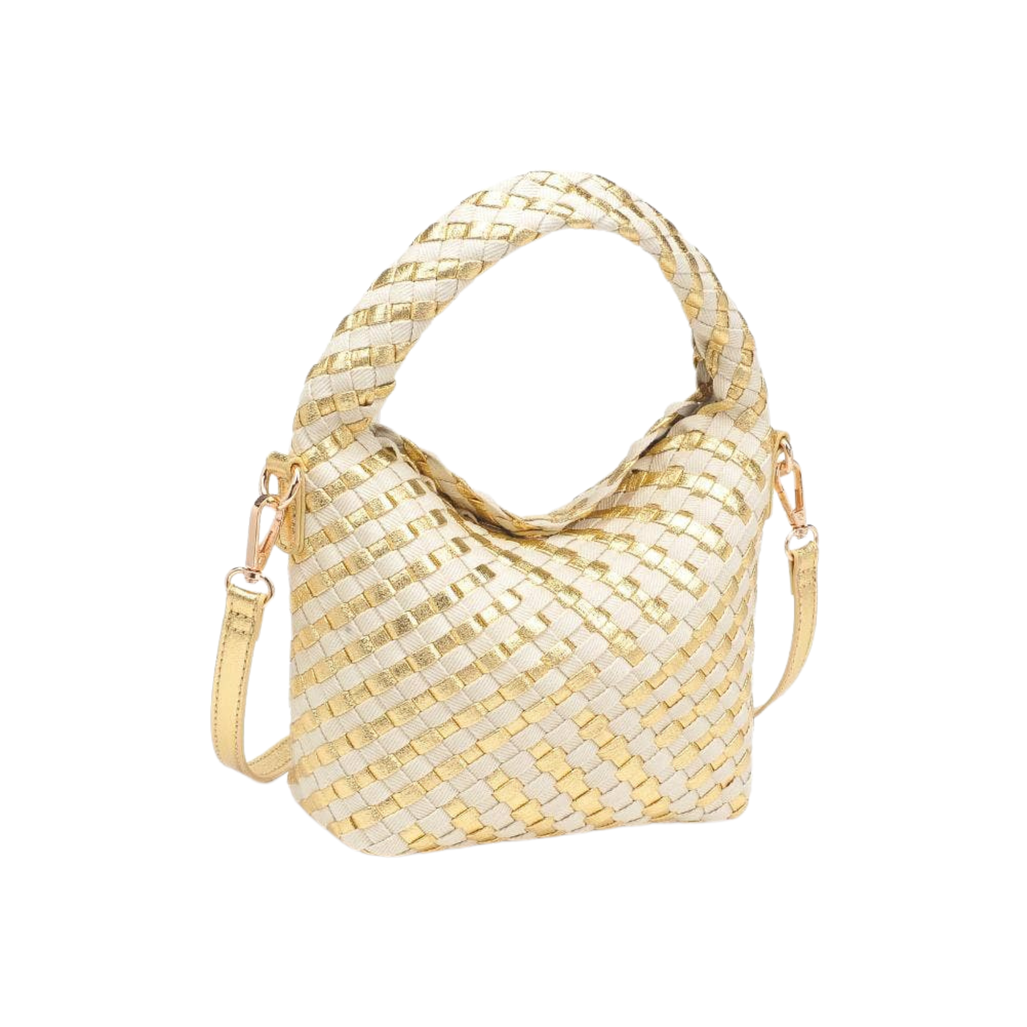 Jessamine Woven Crossbody | Gold & Ivory