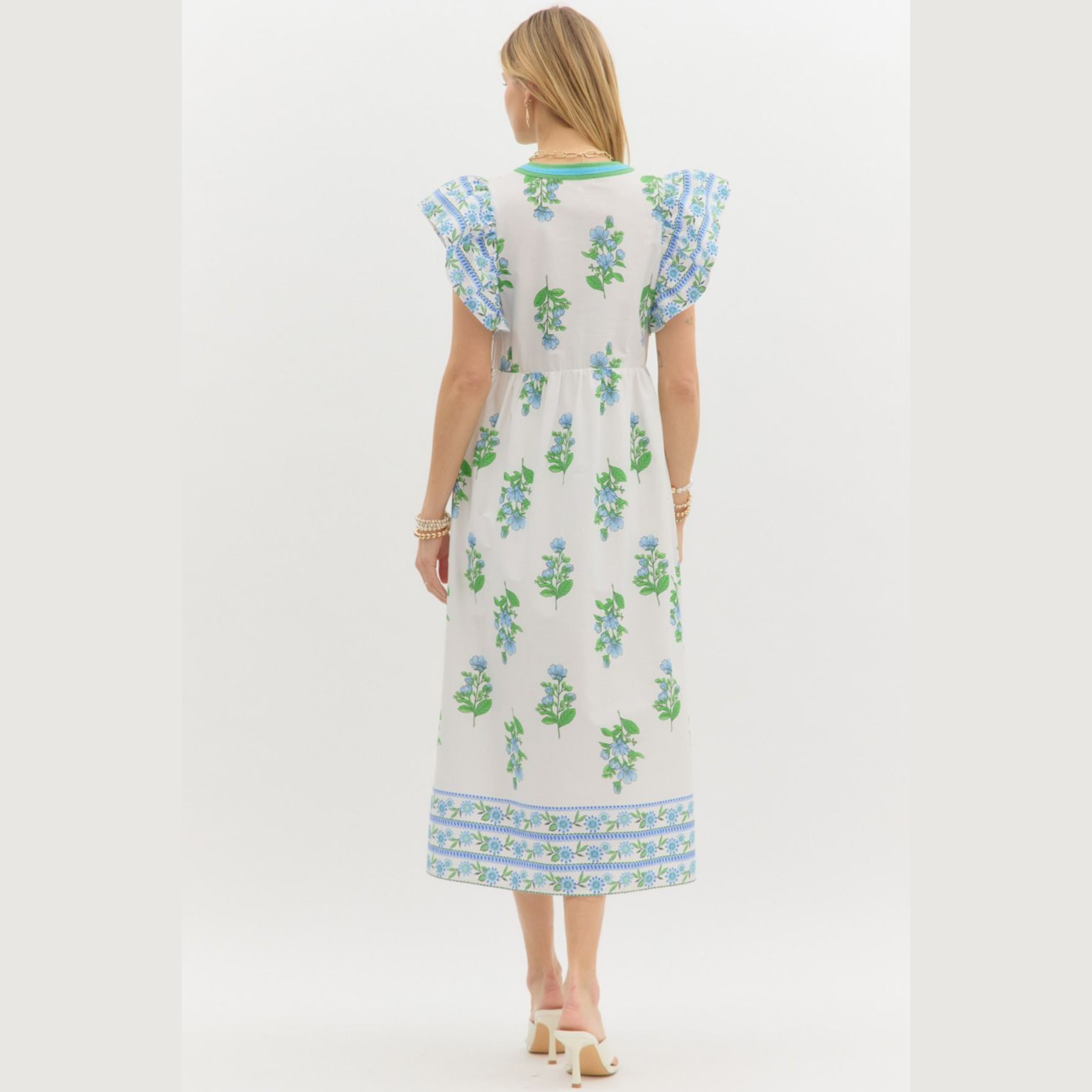 Bloom & Border Flutter Sleeve Midi Dress