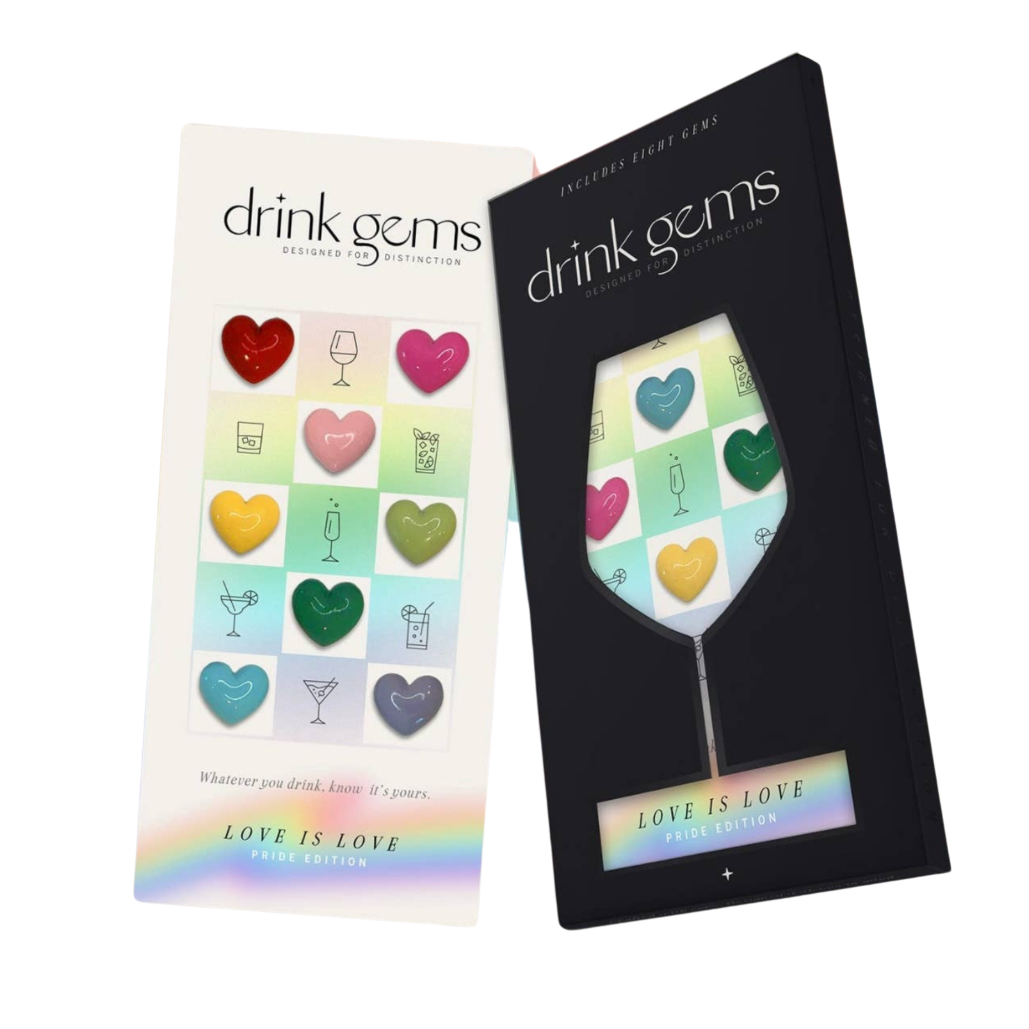 Rainbow Heart Magnetic Drink Gems