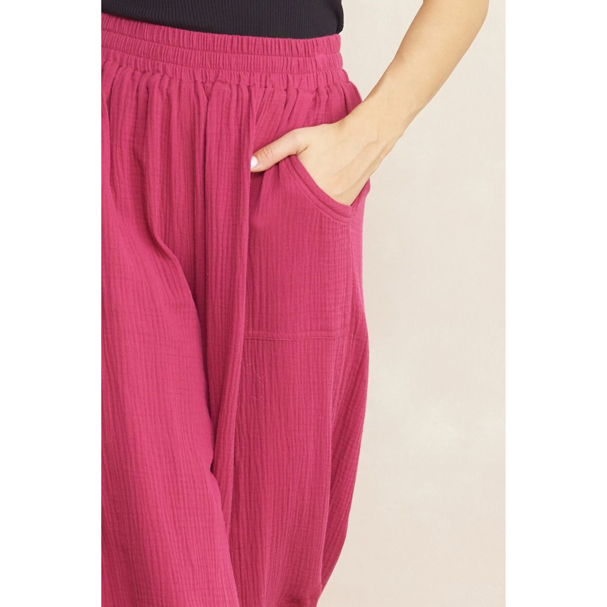 Women's High-Waisted Textured Joggers with Ankle Tie