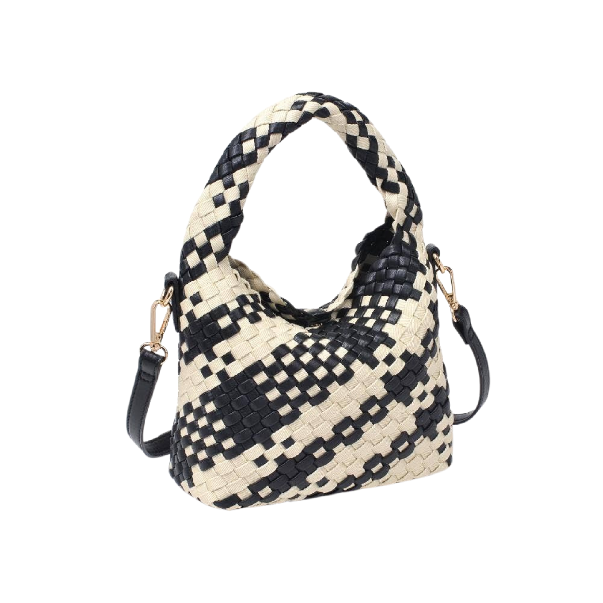 Jessamine Woven Crossbody | Black & Ivory