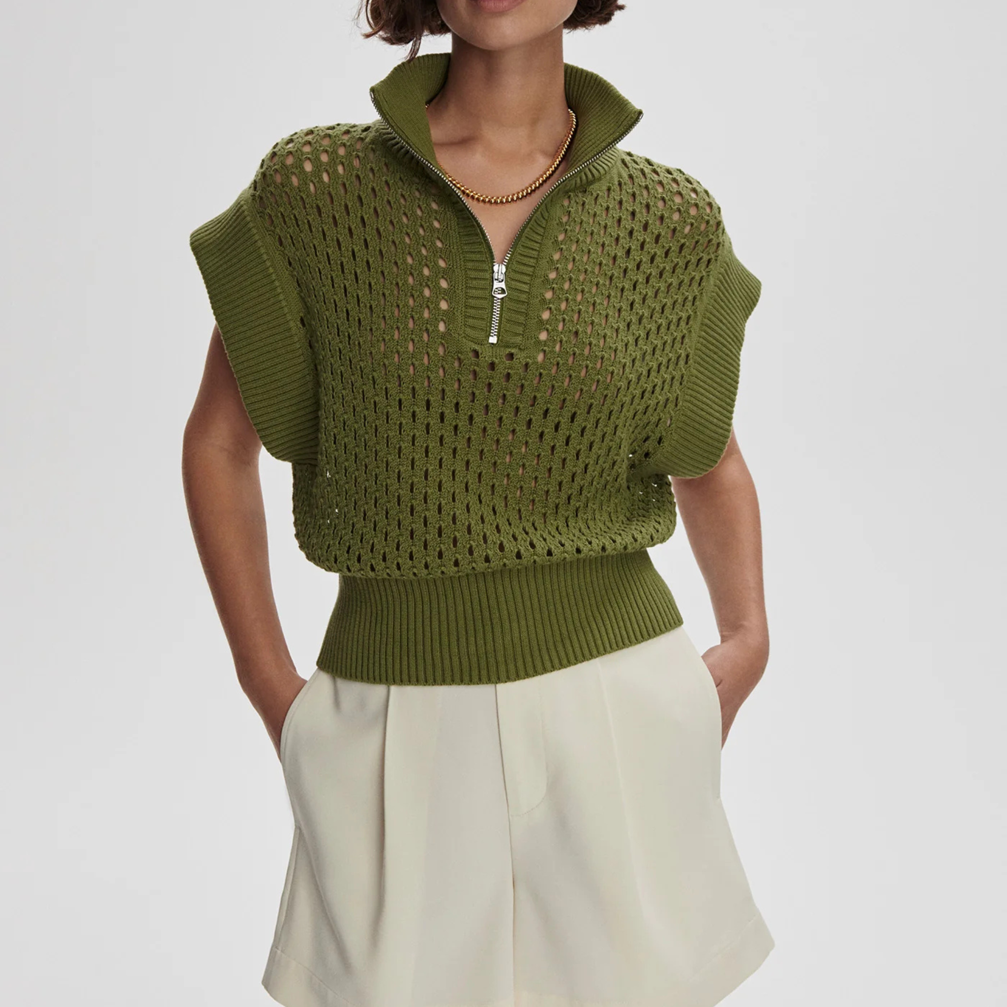 Gaines Half Zip Knit | Fresh Fern