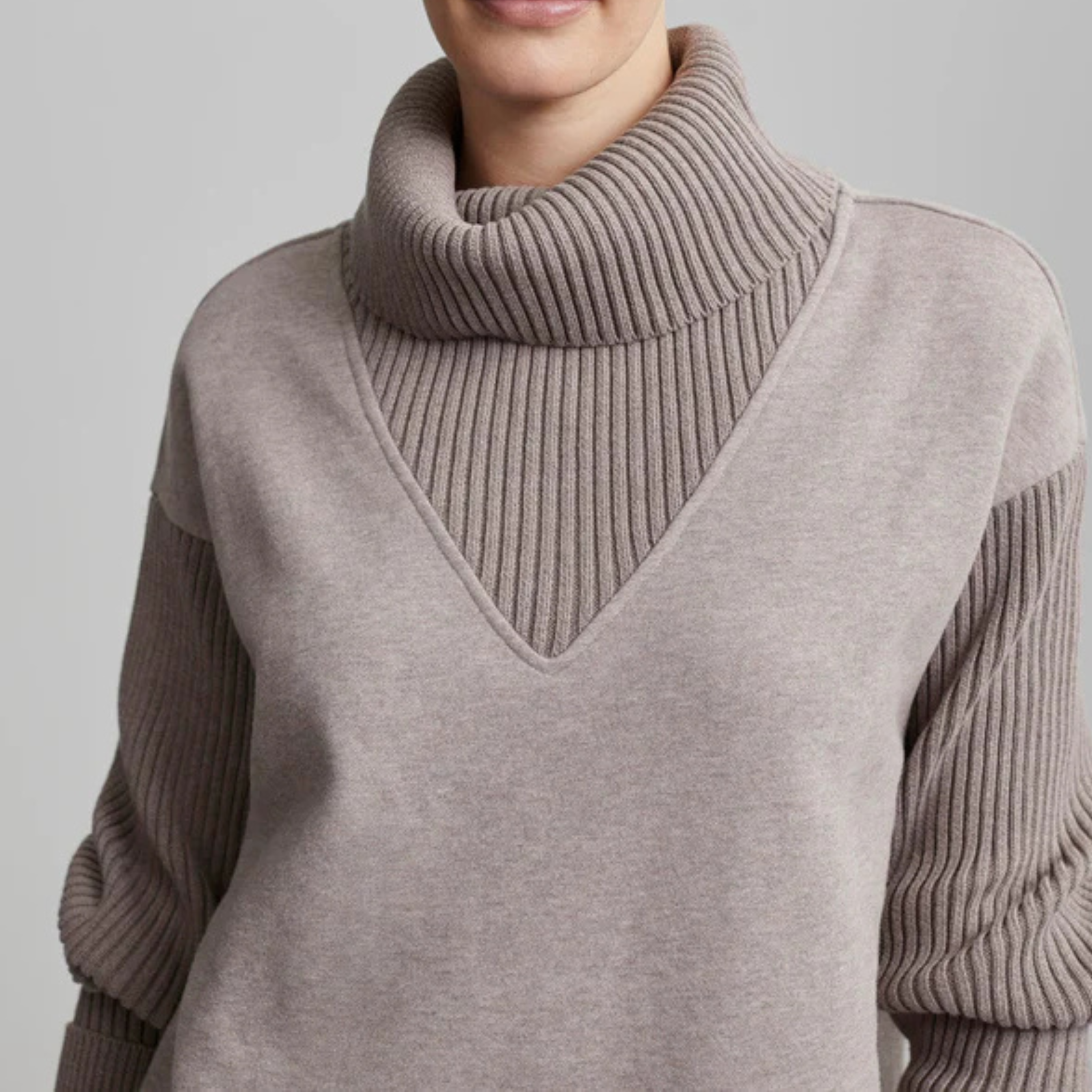 Ramsay Cowl Neck Sweater | Deep Taupe Marl