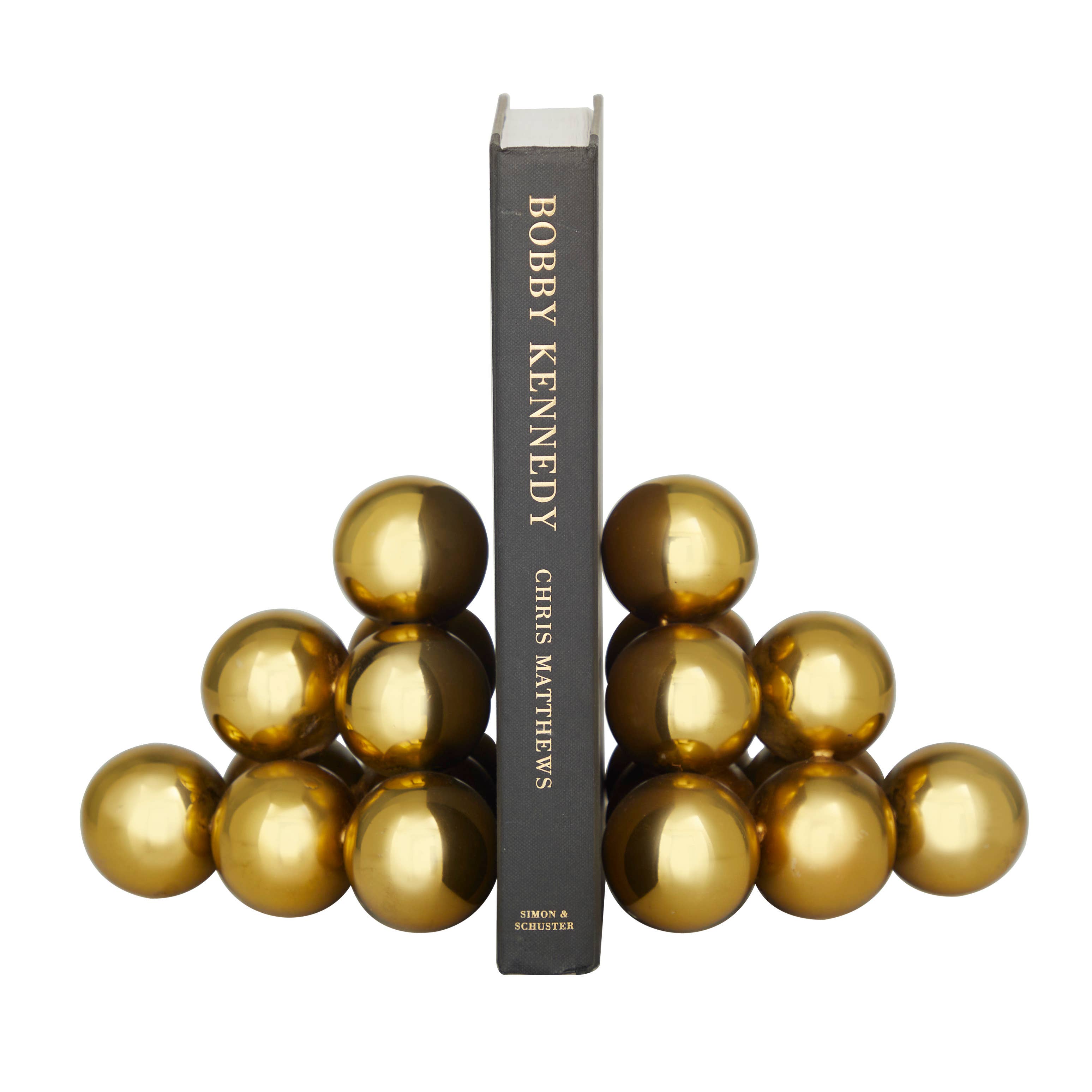 Modern Gold Stainless Steel Metal Bookends Set