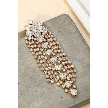 Rhinestone Flower Fringe Earrings