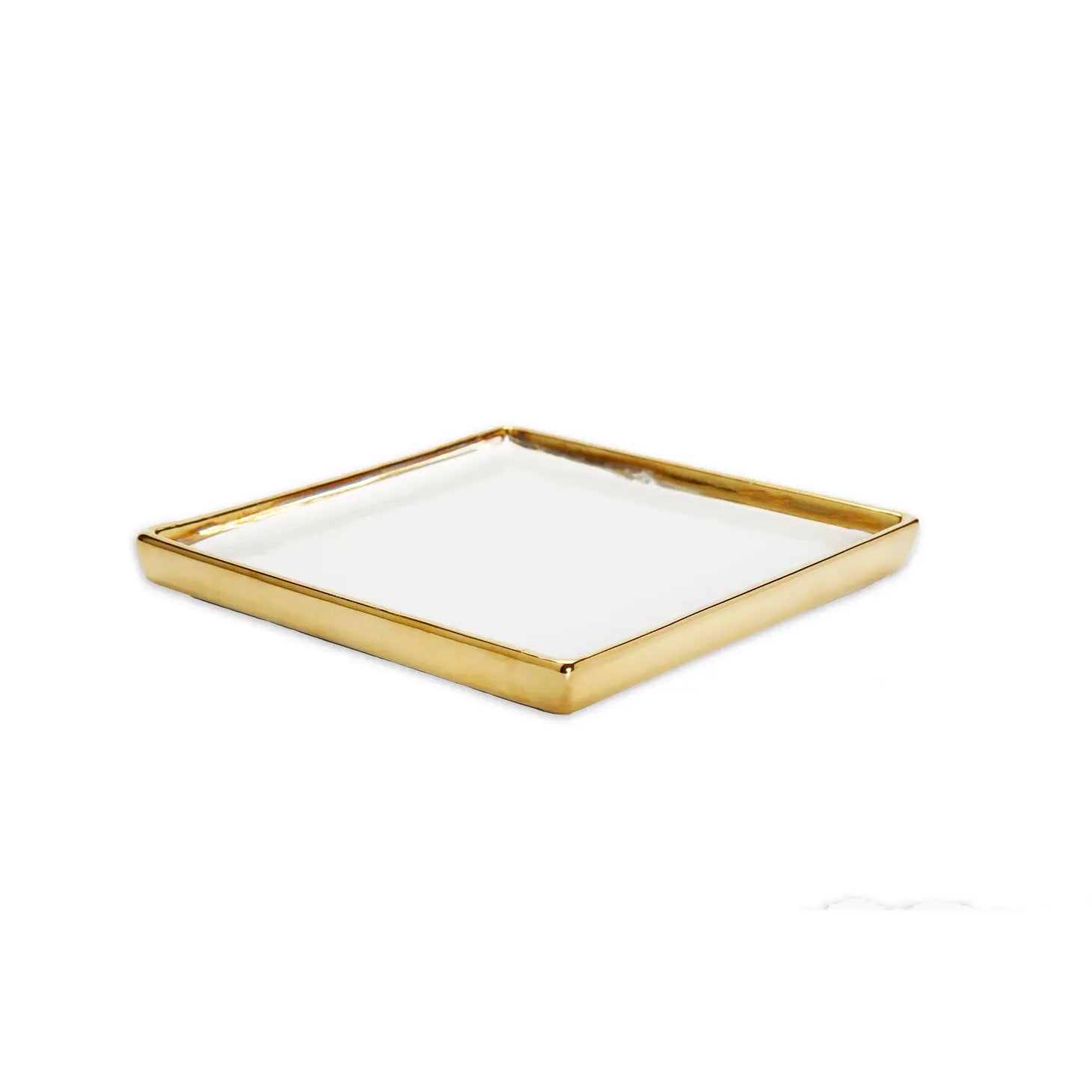 Gold Edged White Square Tray