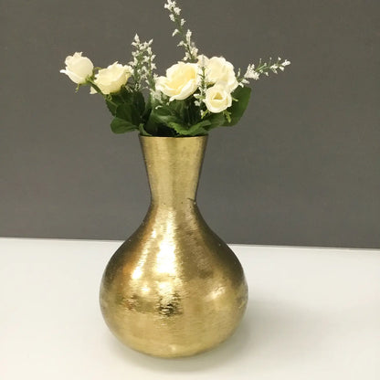 Tapered Gold Etched Flower Vase