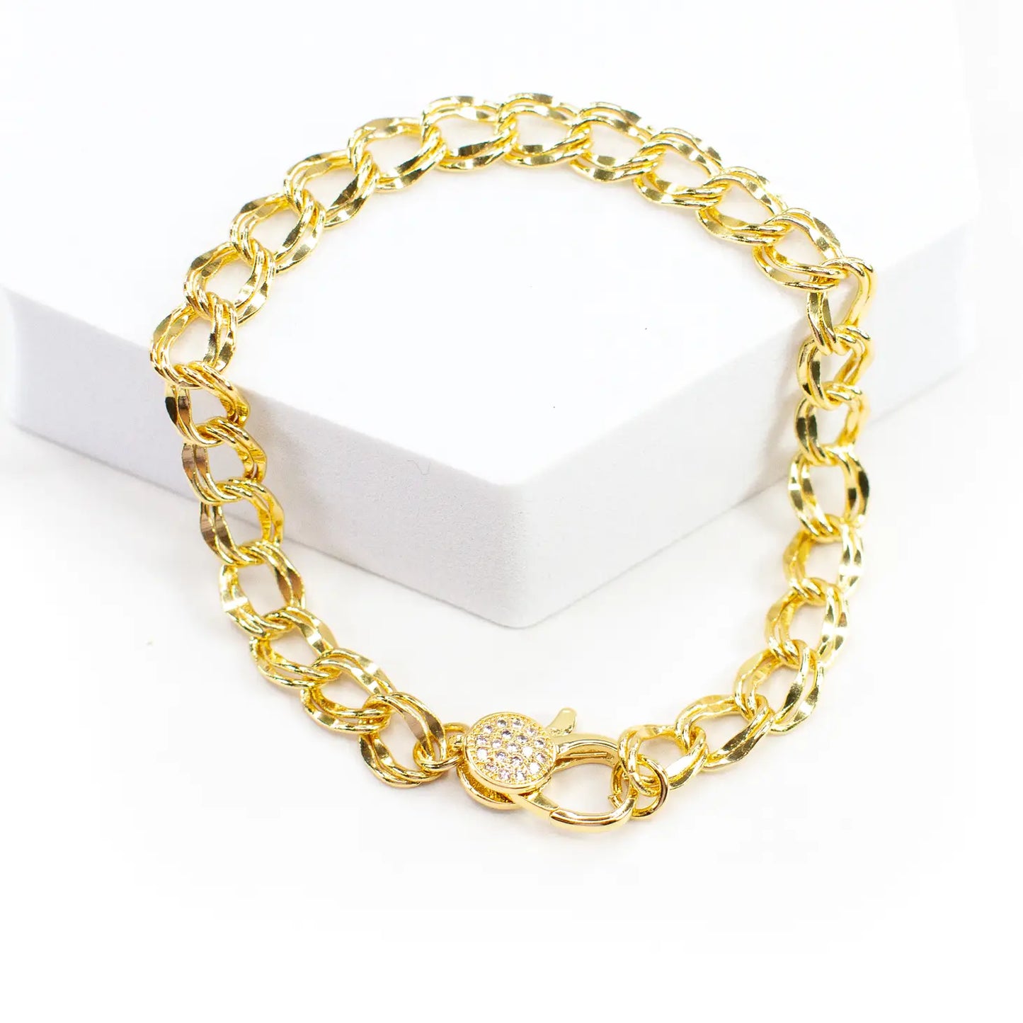 Chain Link Pave' Gold Filled Bracelet