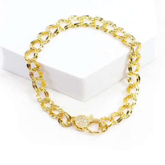 Chain Link Pave' Gold Filled Bracelet