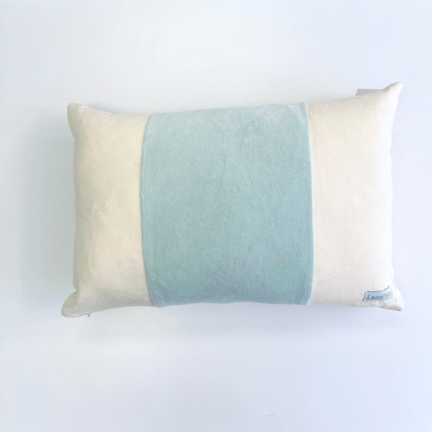 Aqua Velvet Panel Pillow: 14X20"