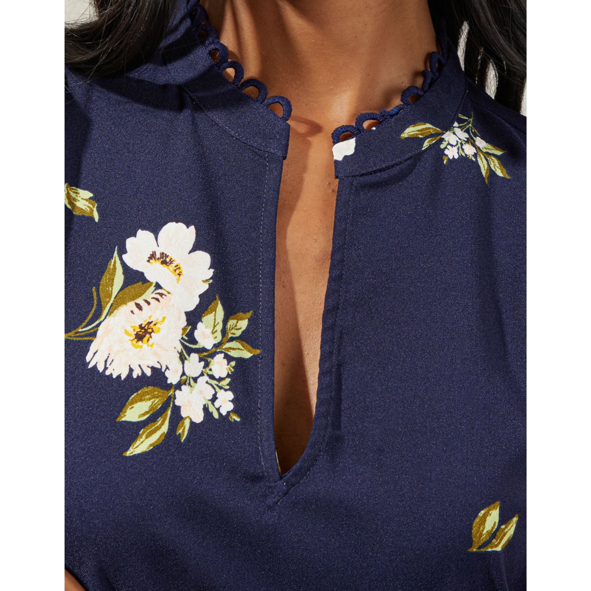 Arlene Floral Split Neck Blouse