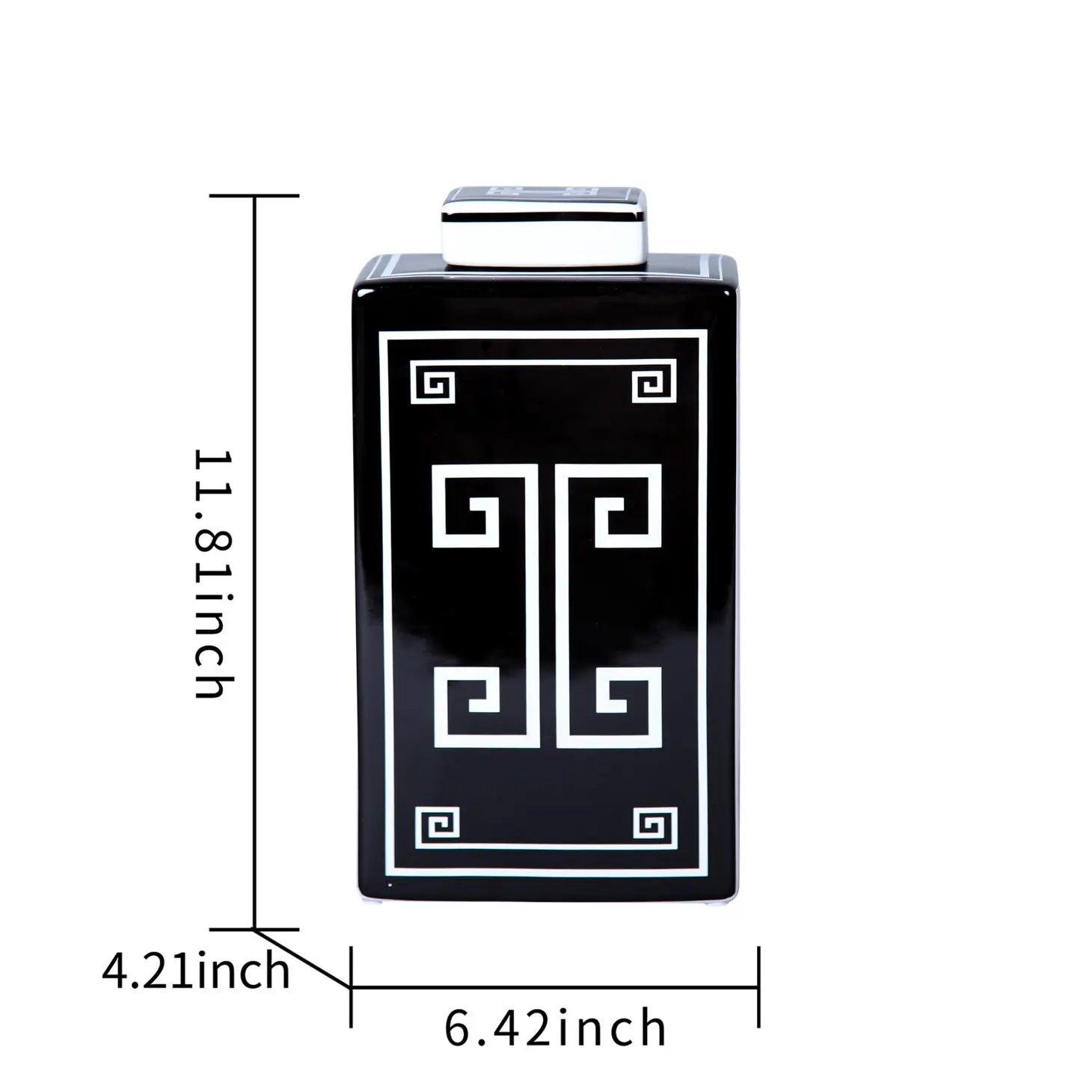 Black & White Geometric Design Ceramic Jar - Large