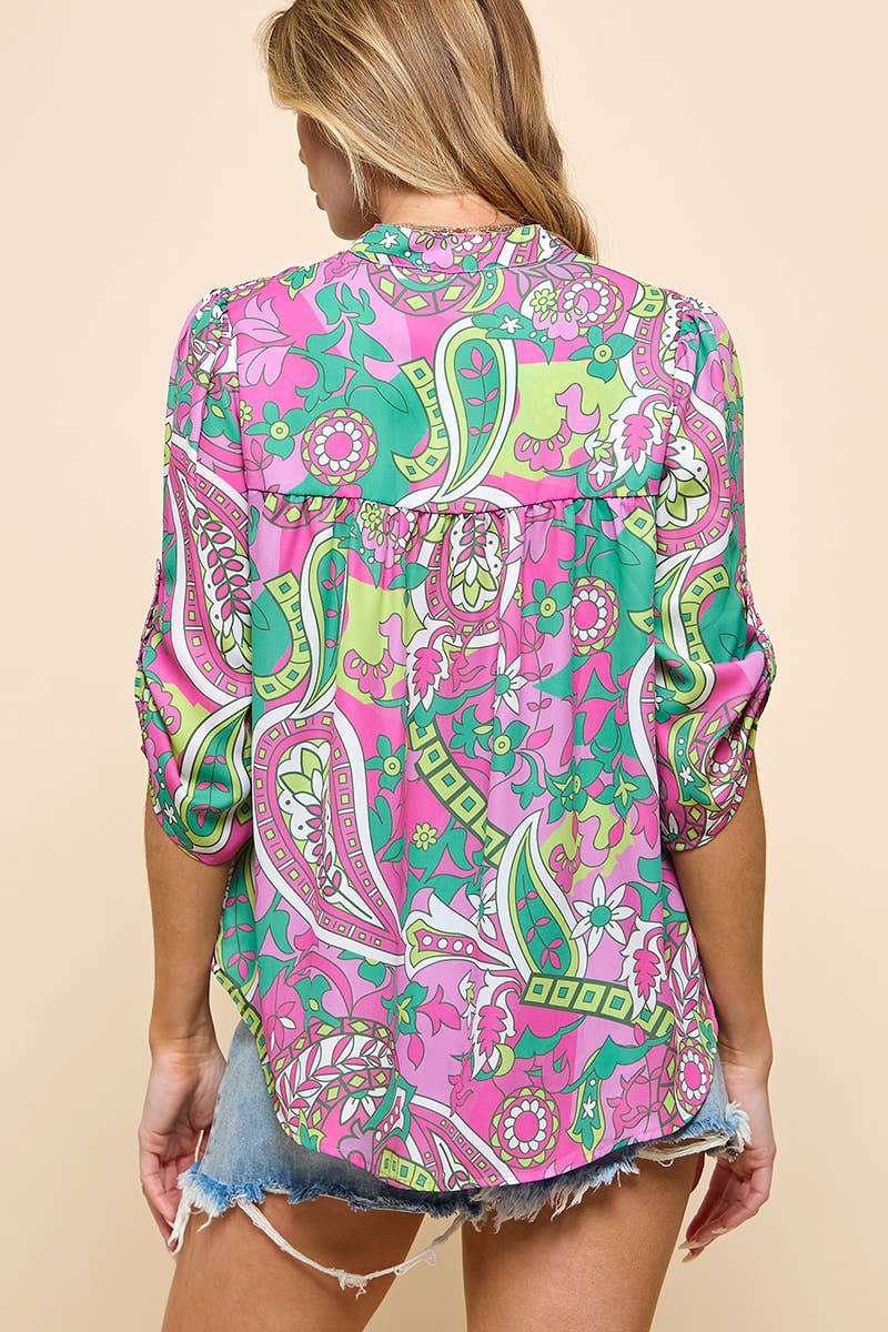 Colorful Bohemian Print Top