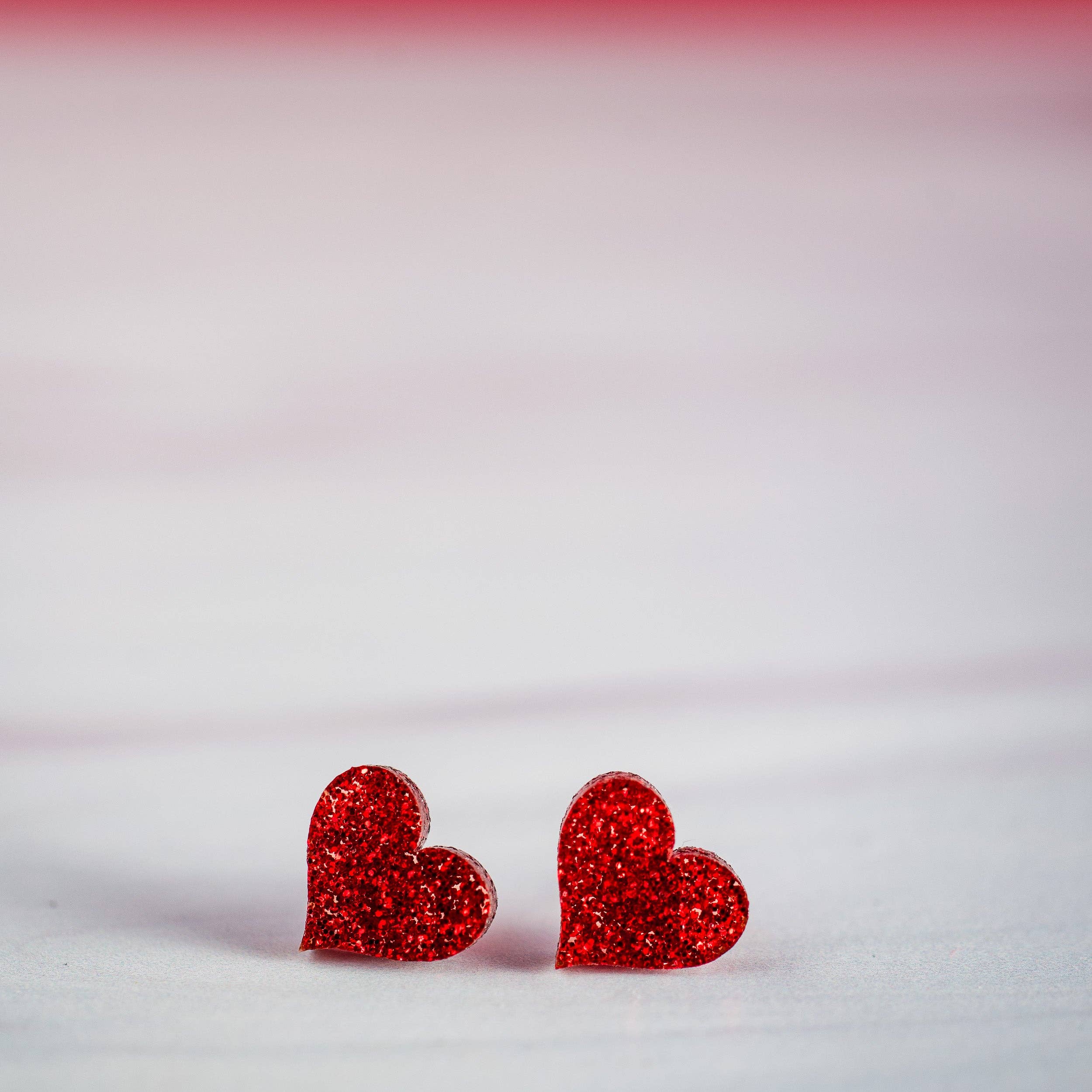 Red Glitter Heart Studs