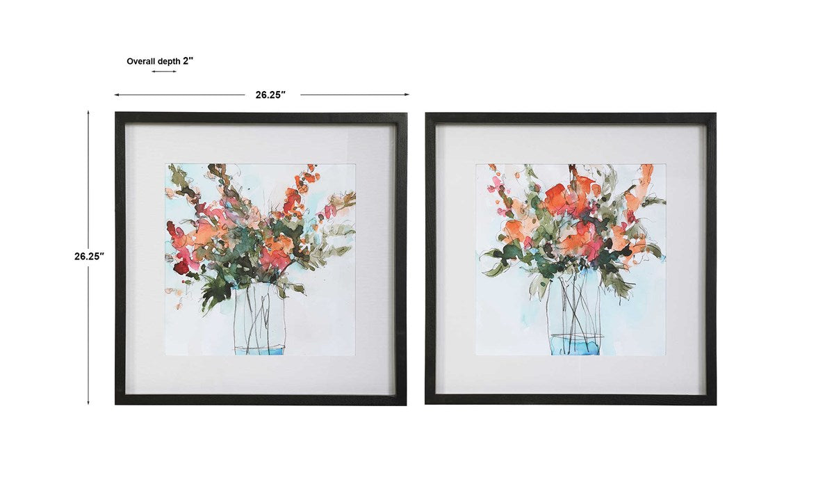 Fresh Flowers Framed Prints | Set Of 2