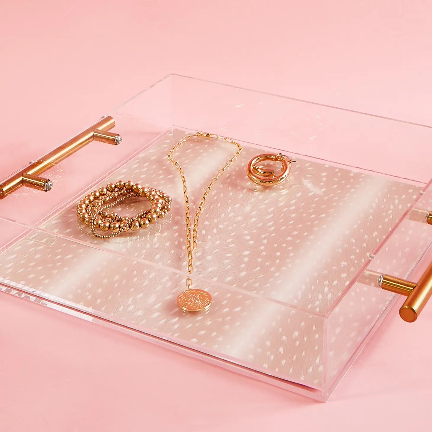 Fawn Print Tray With Gold Handles