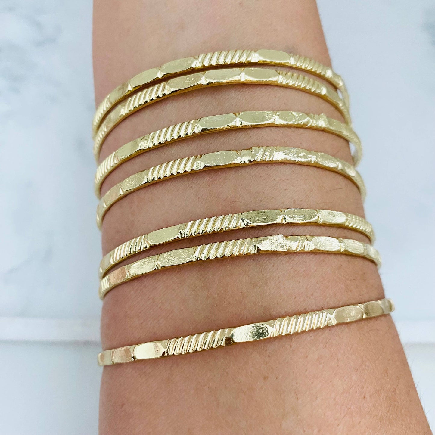 Hammered Bangles Bracelet Set (7)