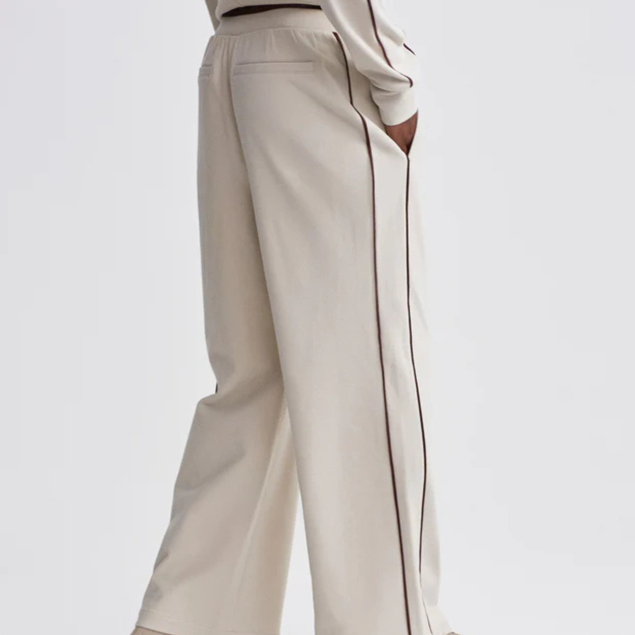 Brushed Rib Wide Leg Pant | Cement Marl