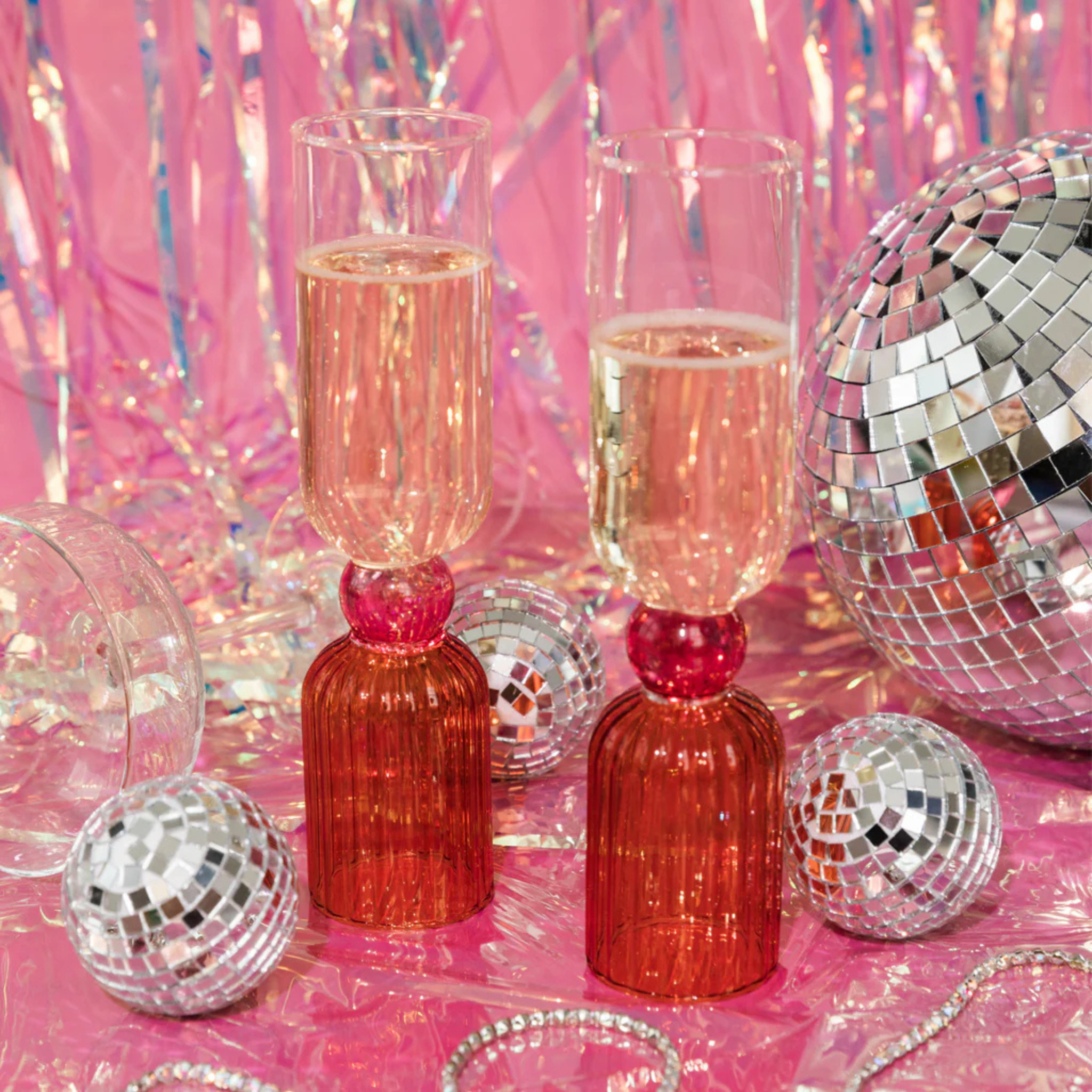 Tipsy Turvy Bar Glass | Pink & Red