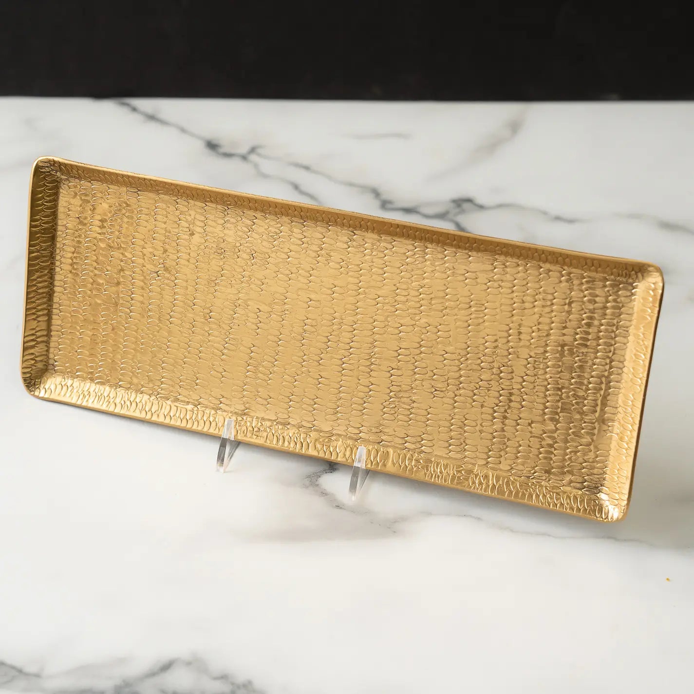 Gold Hammered Rectangle Tray (2 Patterns Available)