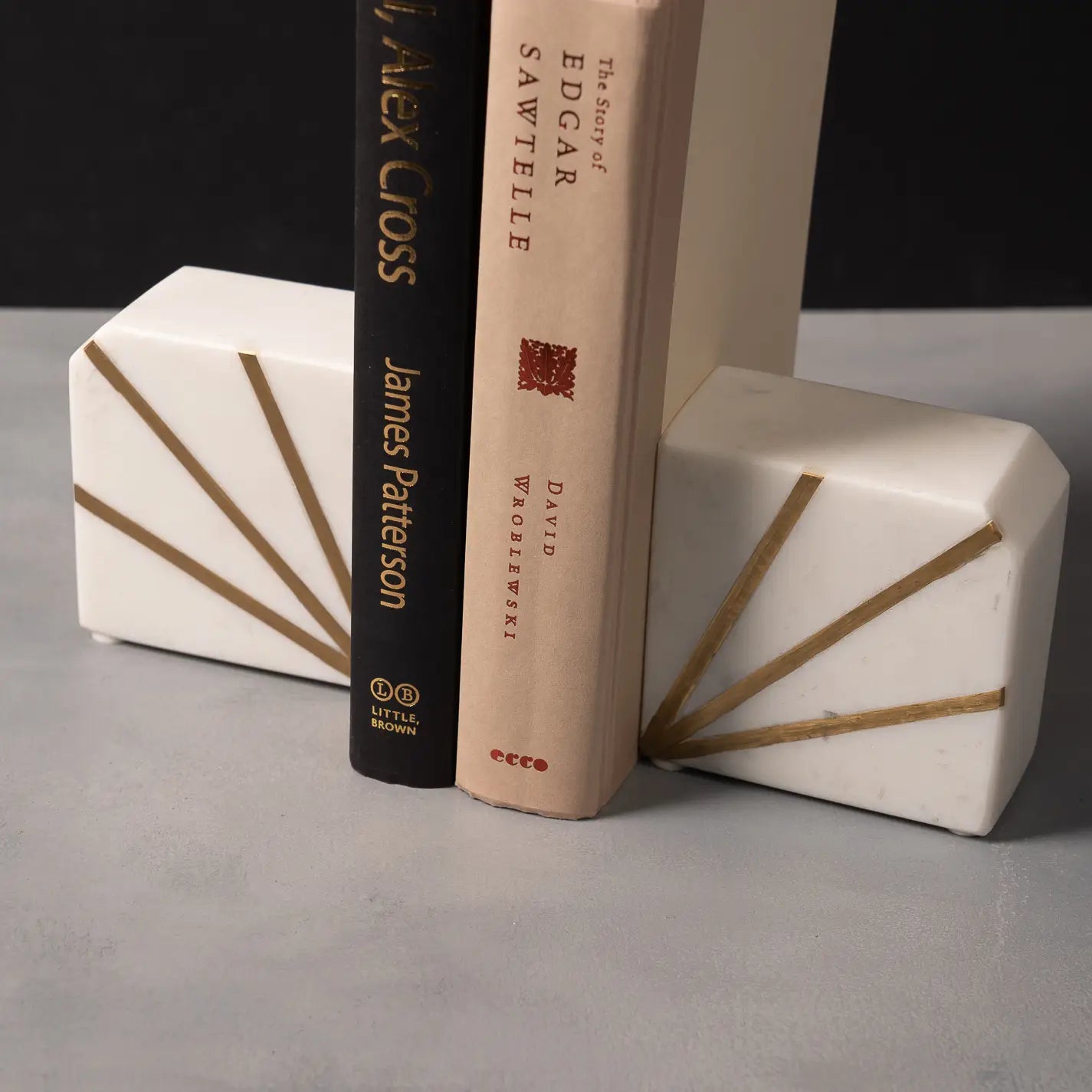 White Marble Square Bookends