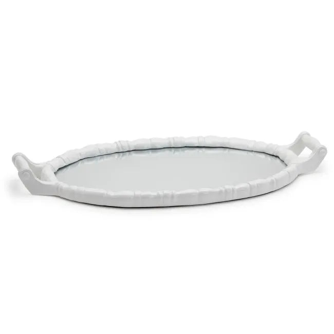 White Bamboo Mirrored Tray