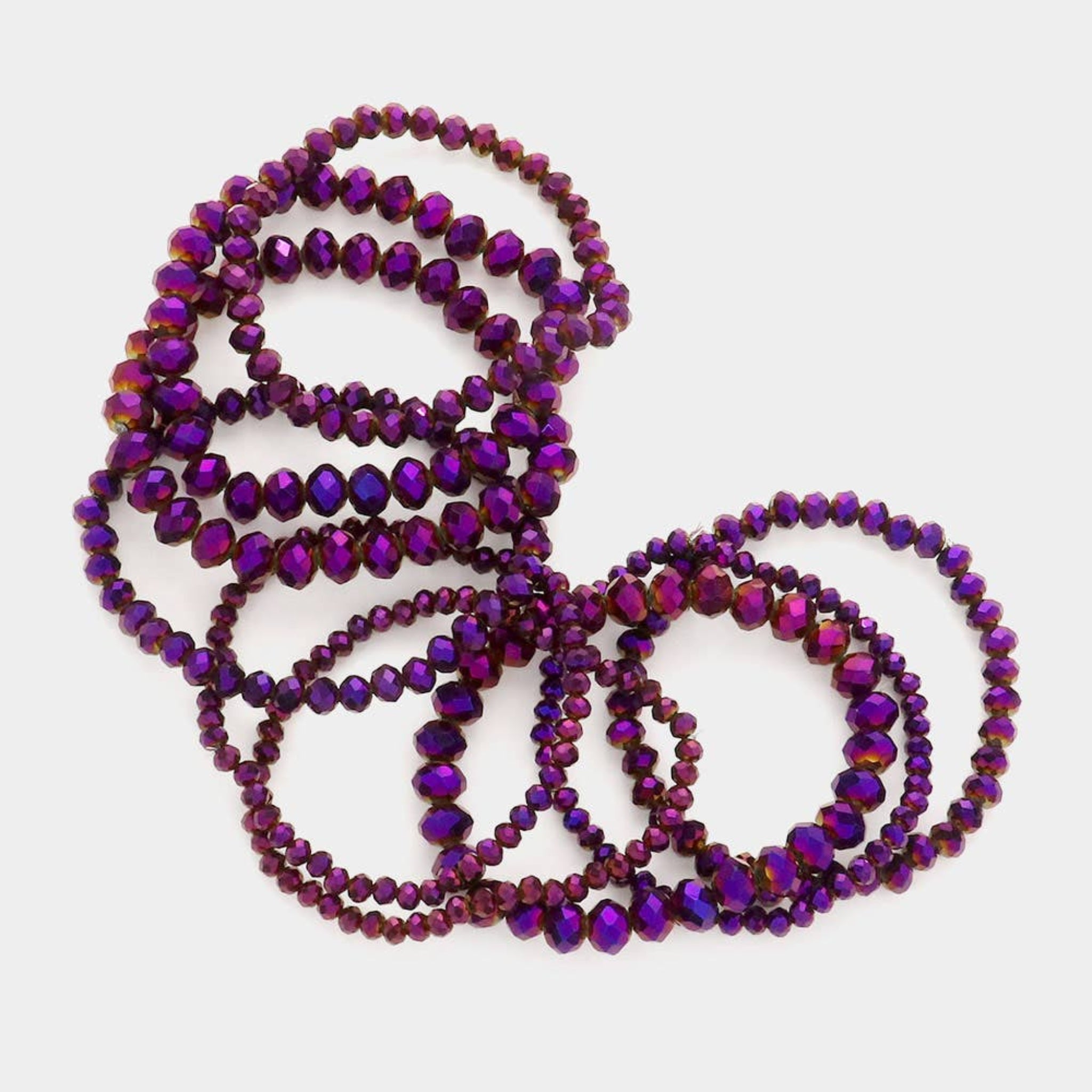 Purple Faceted Bead Stretch Bracelets
