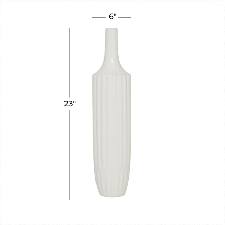 White Ceramic Stripe Vase