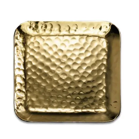 Gold Hammered Tray, Small 6" x 6"