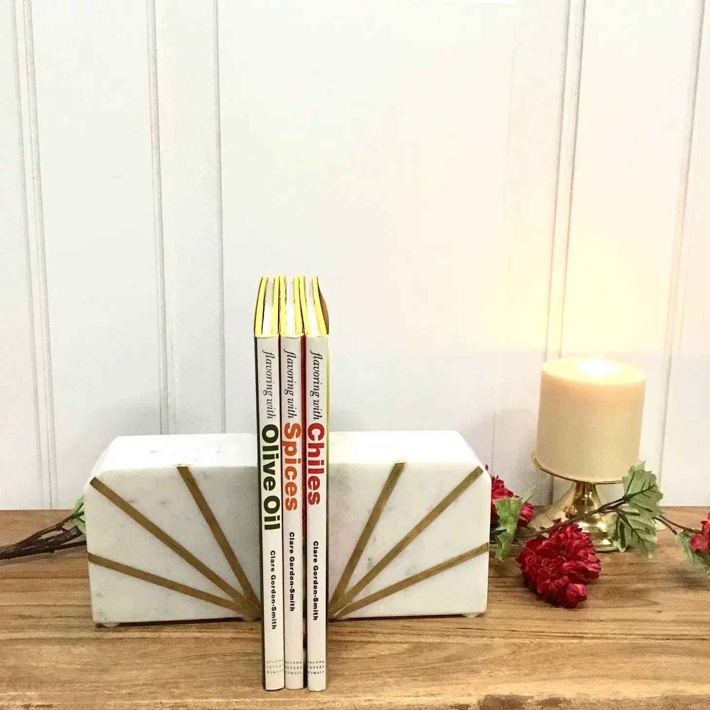 White Marble Square Bookends