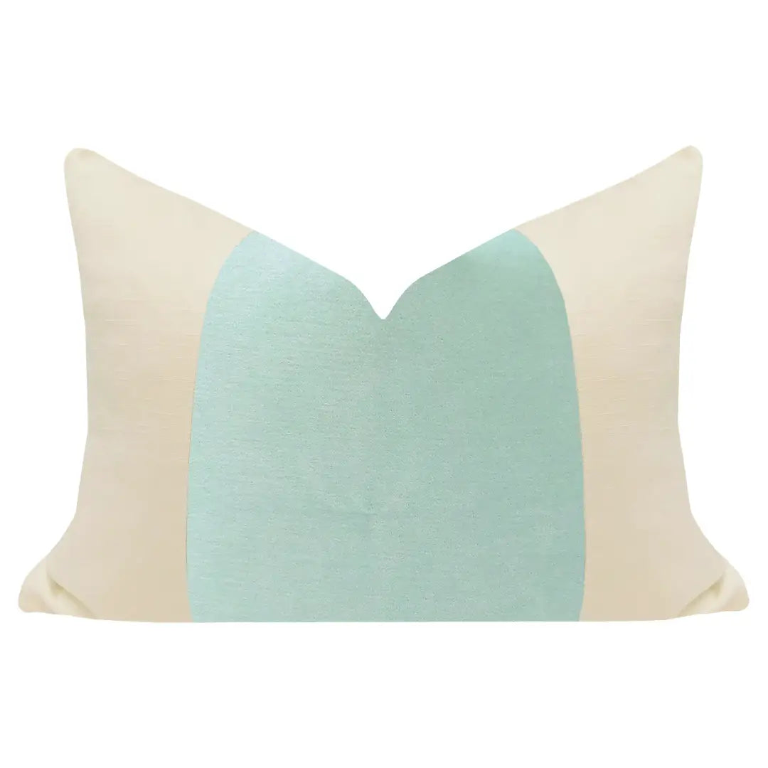 Aqua Velvet Panel Pillow: 14X20"