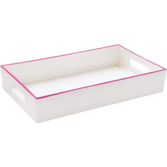 Small White Serving Tray With Pink Trim