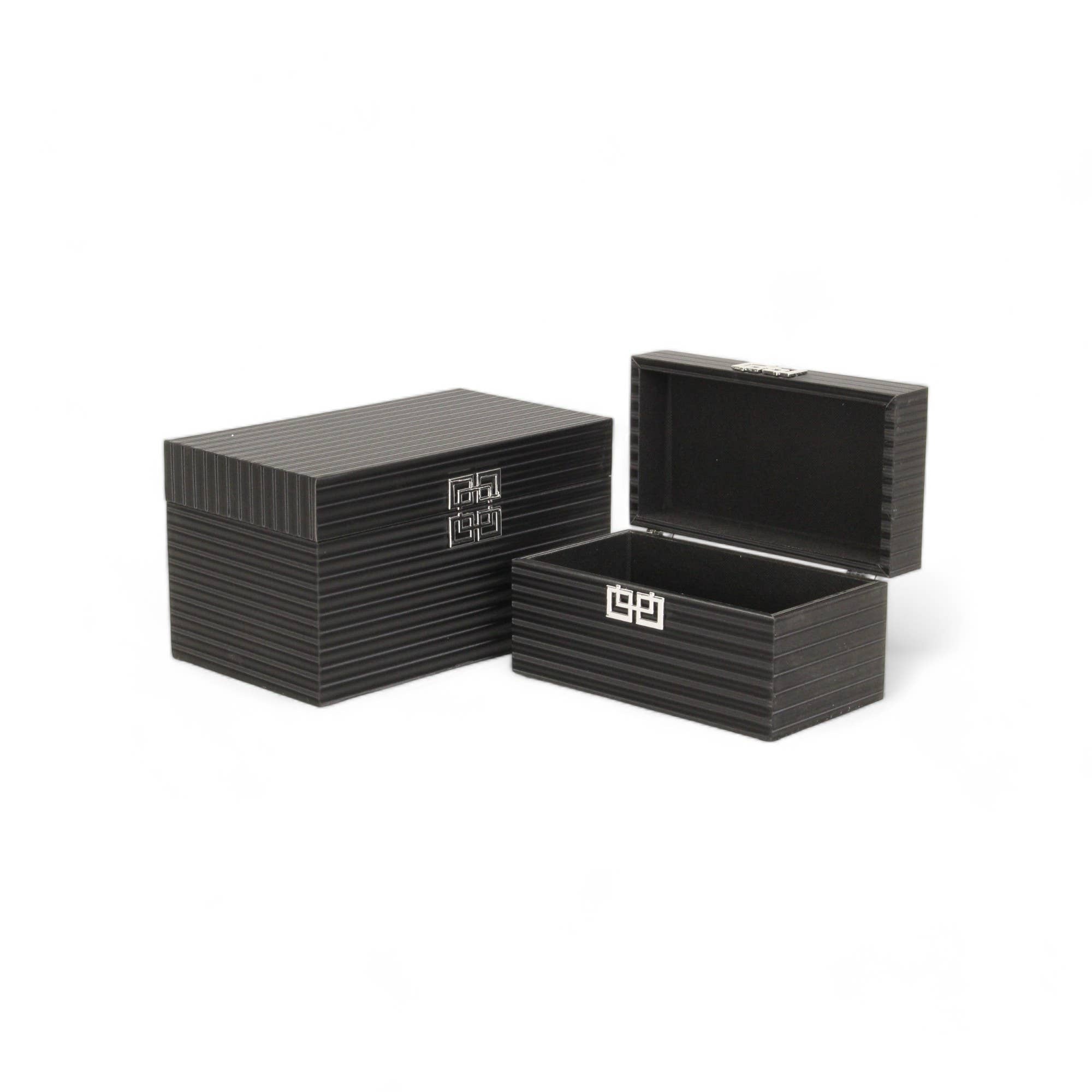 Black Striped Storage Box Silver Emblem | 2 Sizes