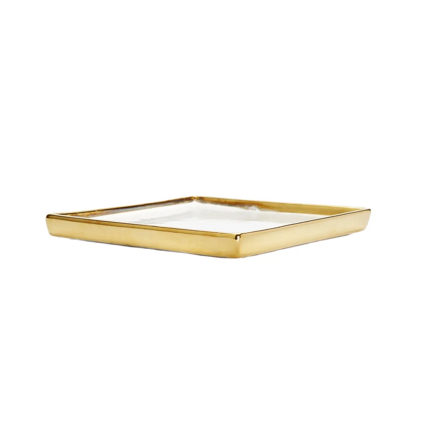 Gold Edged White Square Tray