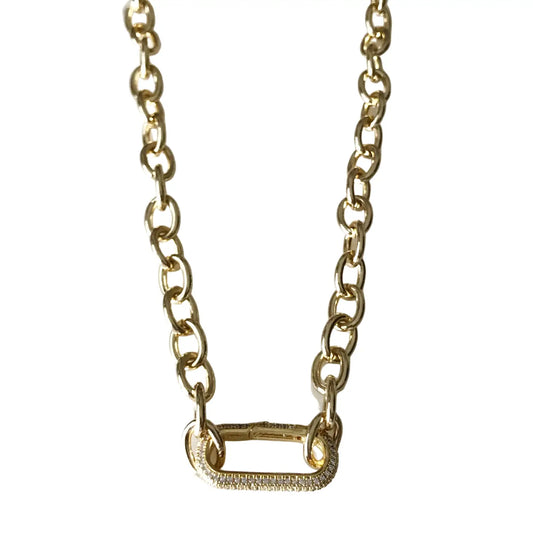 Chunky Pave Spring Clasp Necklace