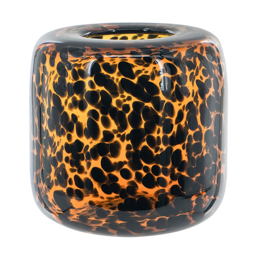 Brown & Amber Glass Vase - 8x8''
