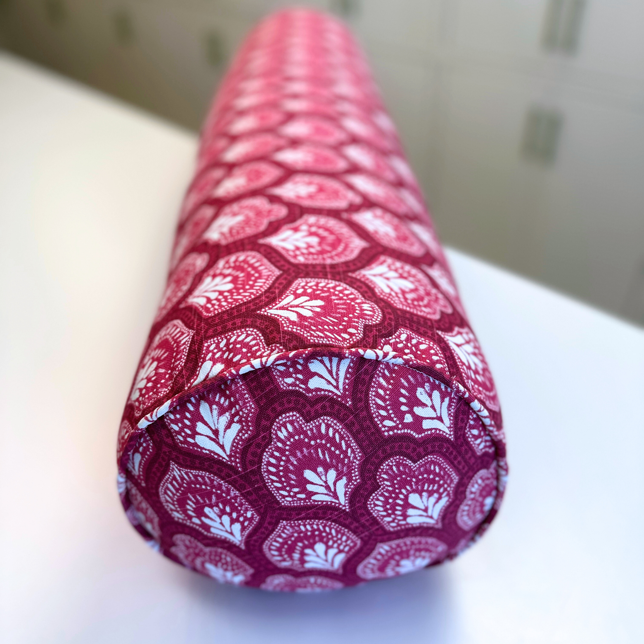 Pink Pattern Queen Bolster Pillow | 38"x9.5"