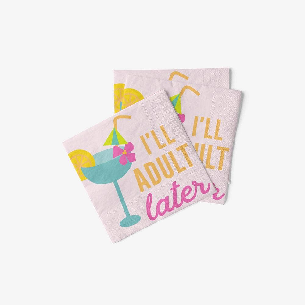 Funny Cocktail Napkins – "I’ll Adult Later"