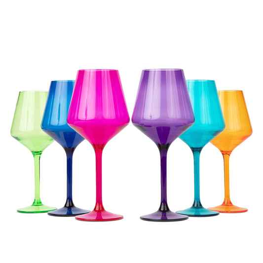 Acrylic Stemmed Wine Glass (6 Color Options)