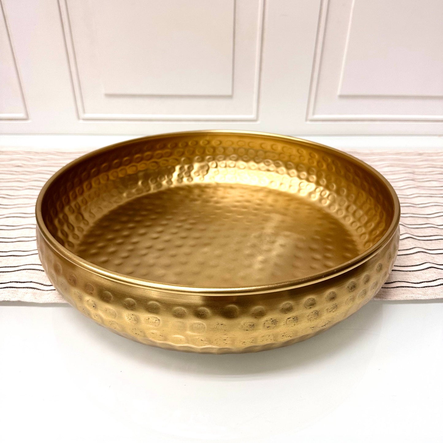 Sleek Gold Hammered Round Bowl