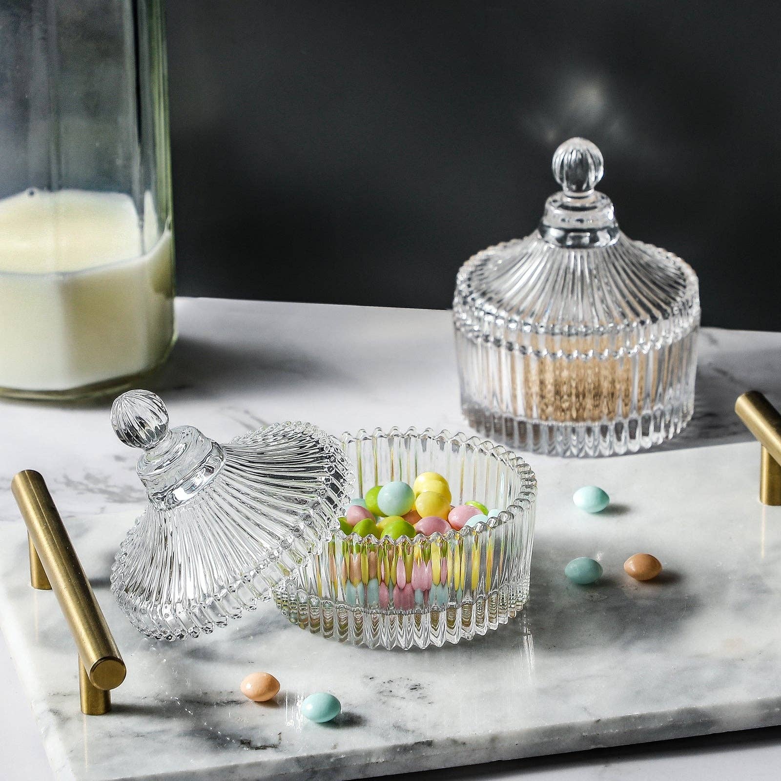 Crystal Clear Castle Glass Candy Jar With Lid