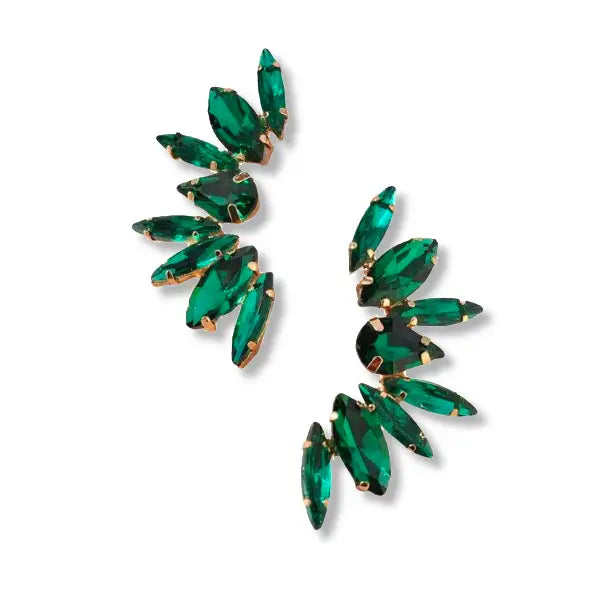 Crystal Wing Earrings | Emerald