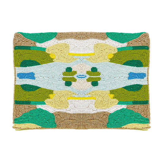 Coral Bay Green Beaded Clutch