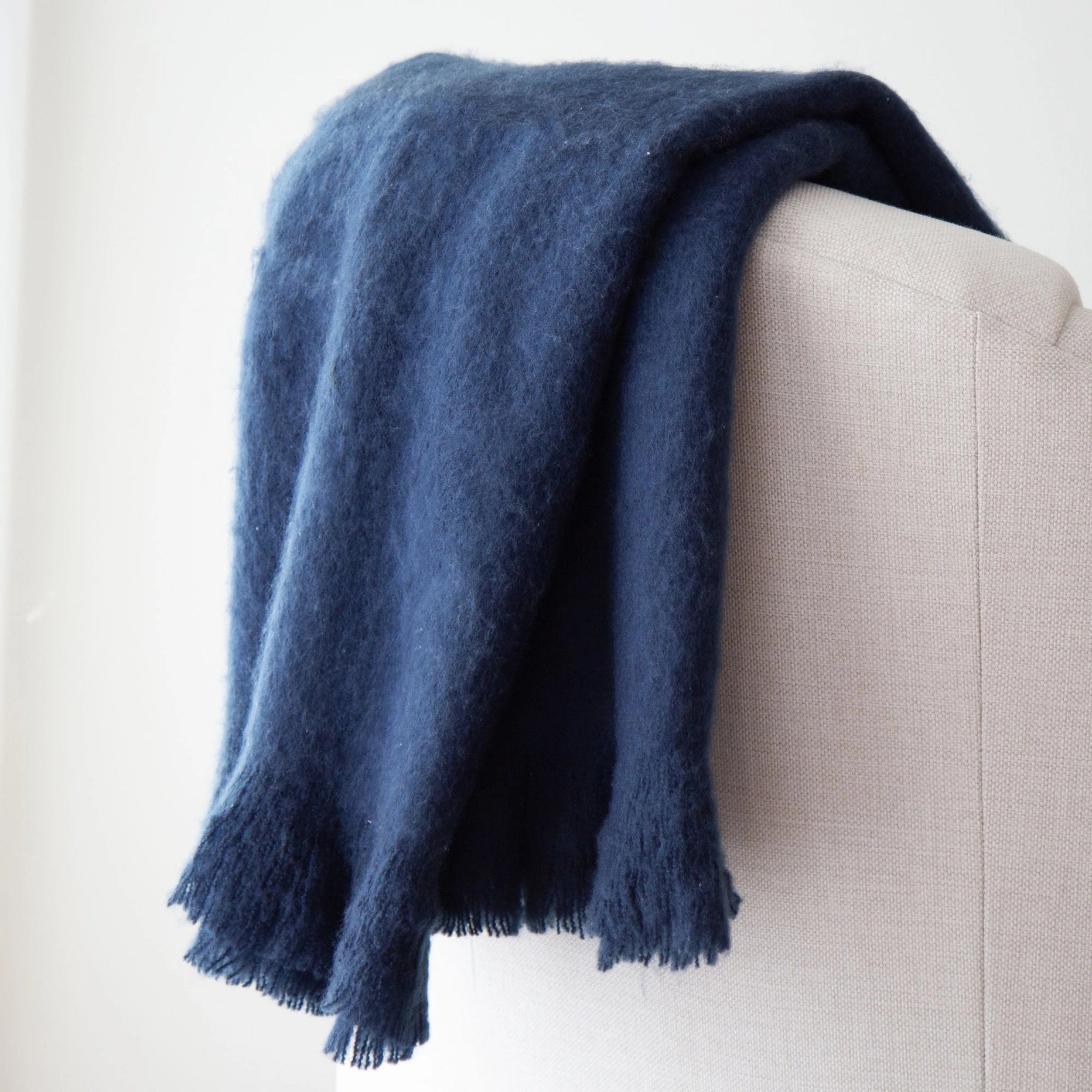 Adley Faux Mohair Throw | Navy