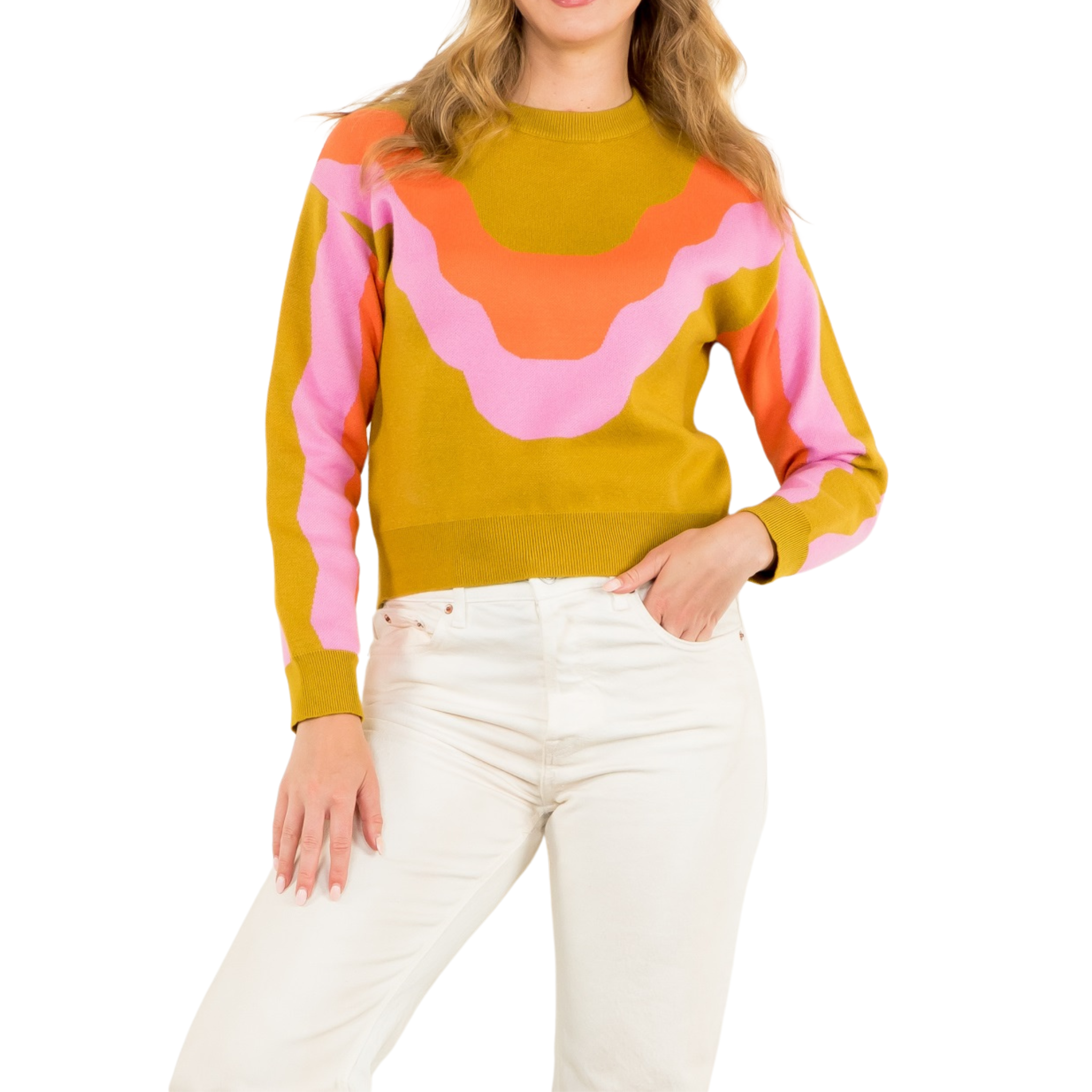 Multi Color Knit Sweater | Mustard