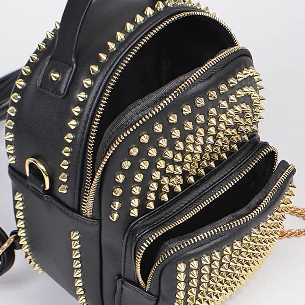 Studded Backpack With Chain Zipper