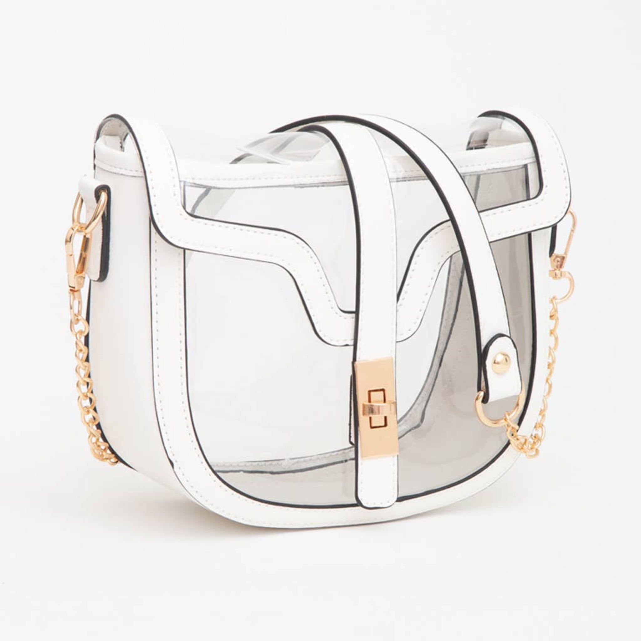 Clear Transparent Saddle Bag | White