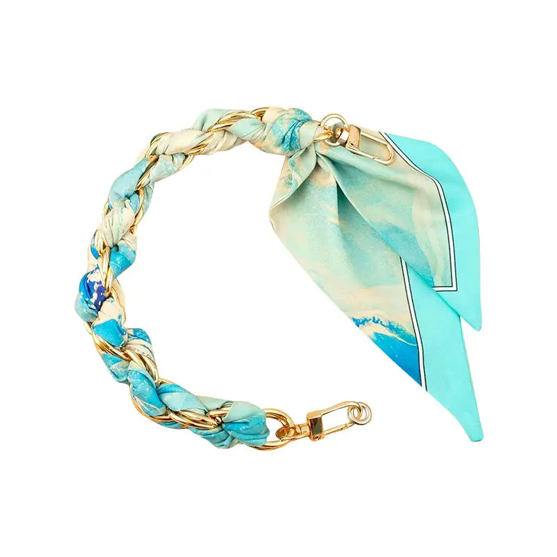 Silk-Style Chain Phone Strap | Ocean Blue Scarf Accent
